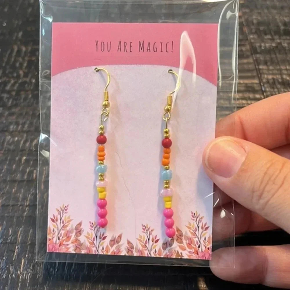 Handmade beaded earrings- boho unique